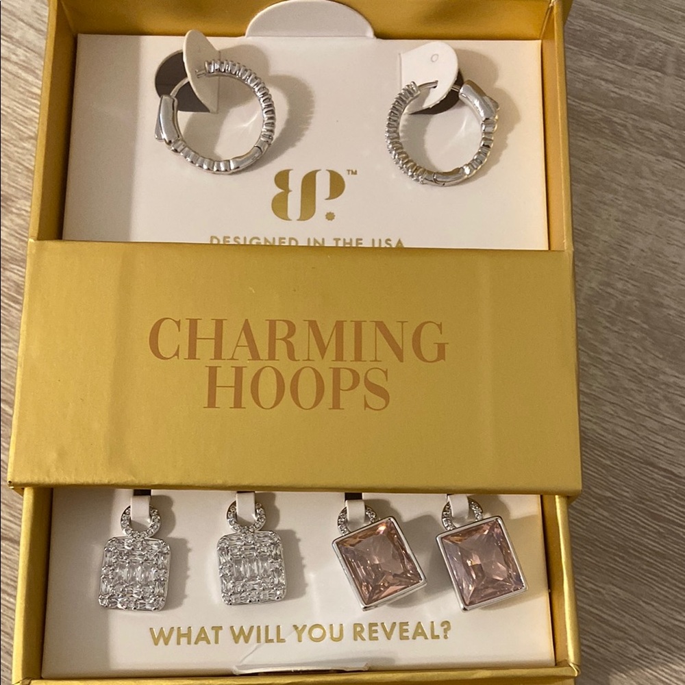 BP Charming Hoops Silver and Pink Hoop Earrings Set